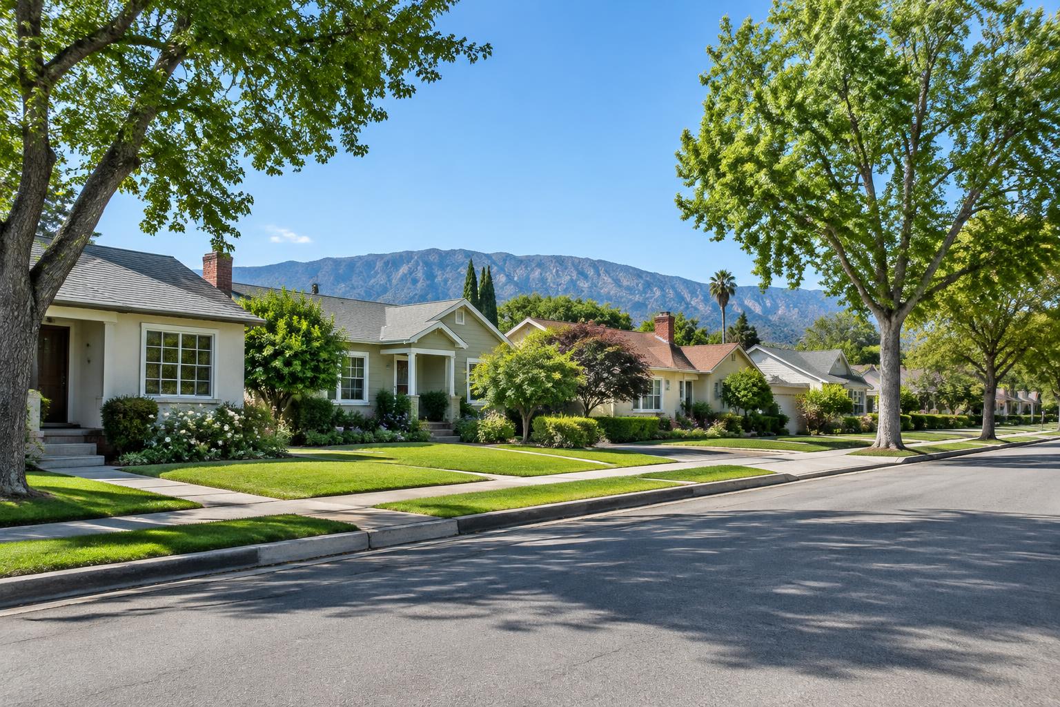 Generated illustration of a residential neighborhood in Burbank, California
