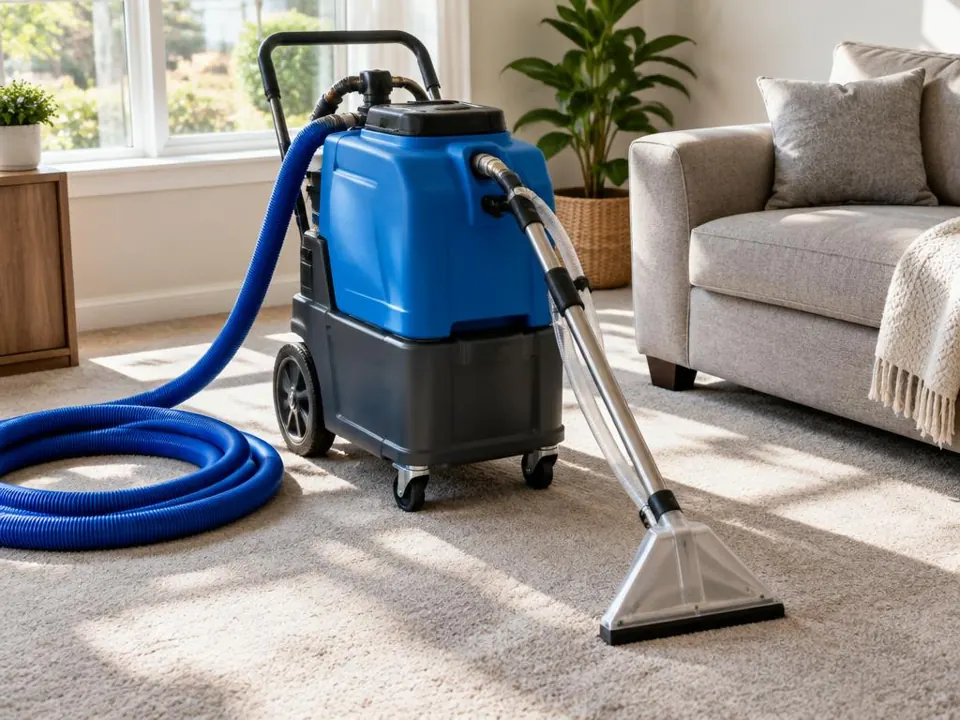 Equipment for carpet water extraction in an illustrative service example