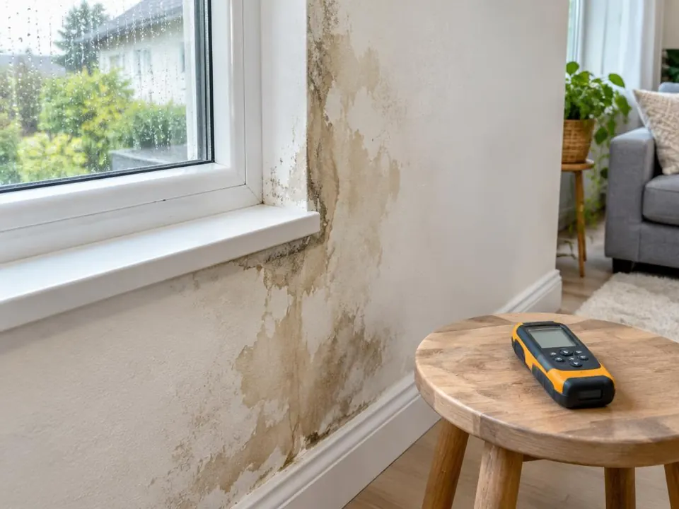 Assessment of a water affected wall in an illustrative service example