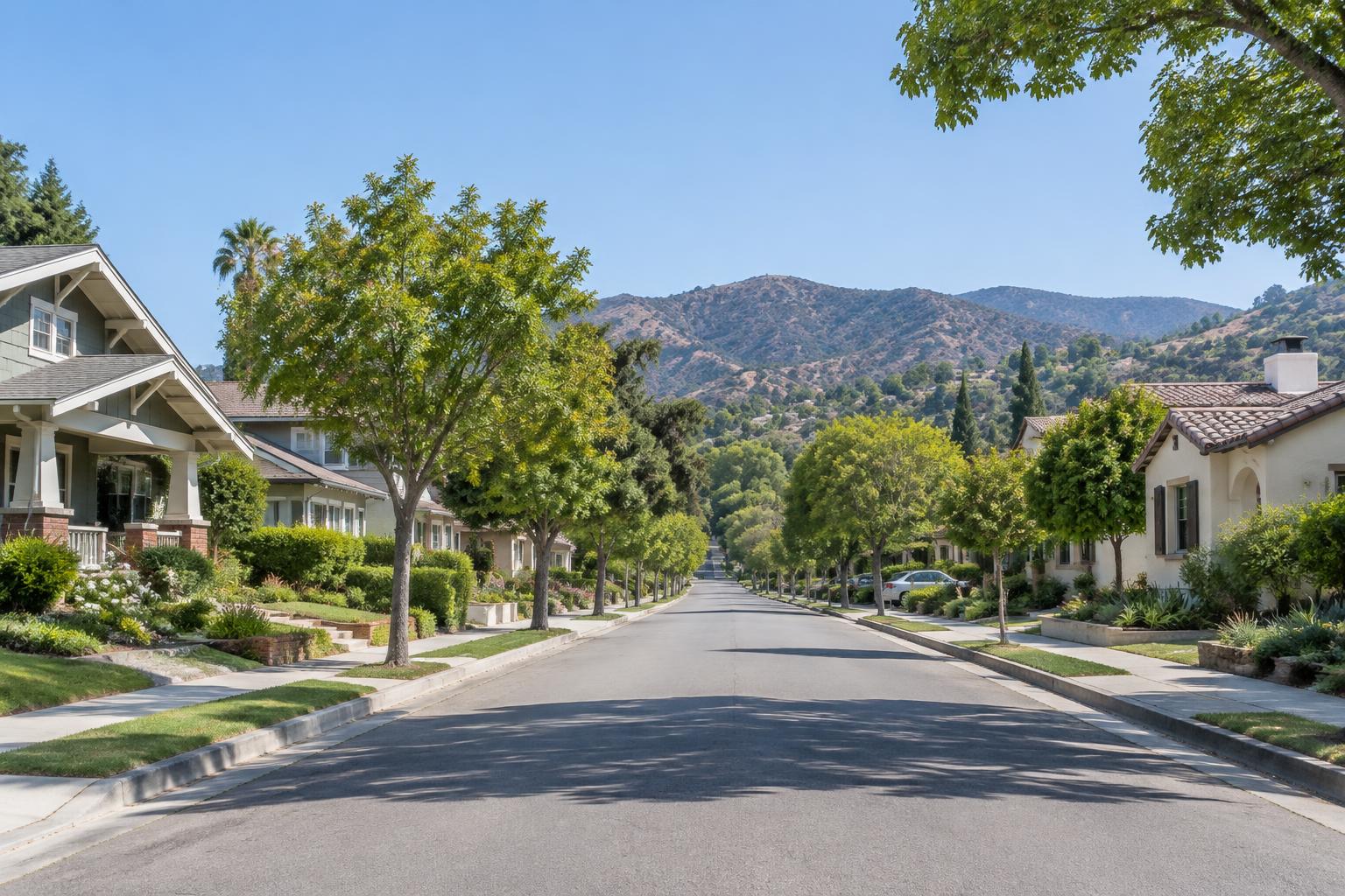 Generated illustration of a residential neighborhood in Glendale, California