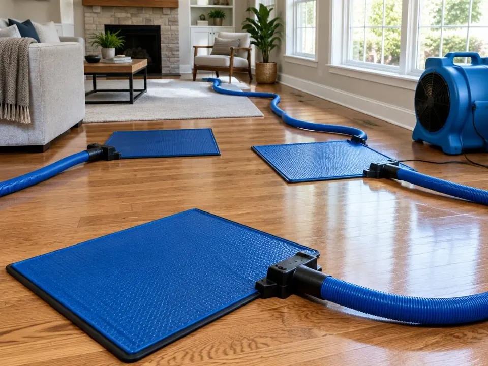 Hardwood Floor Drying service example in a residential setting