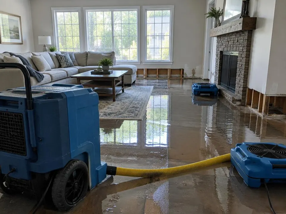 Water Damage Restoration service example in a residential setting